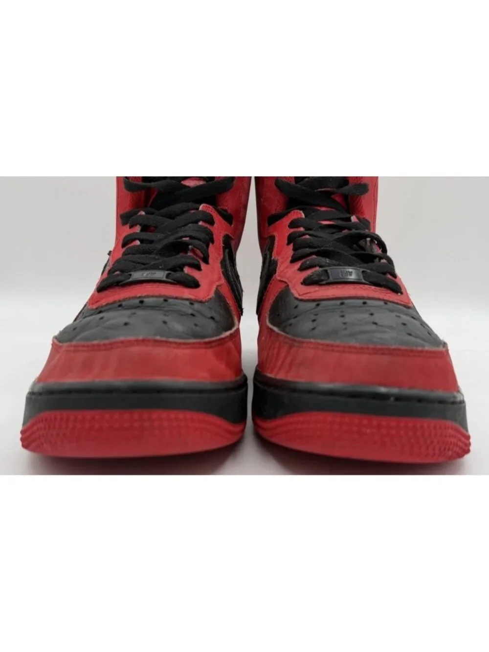 Nike By You Air Force 1 High Red Black Leather Shoes Sneakers DZ3610-900 Size 11